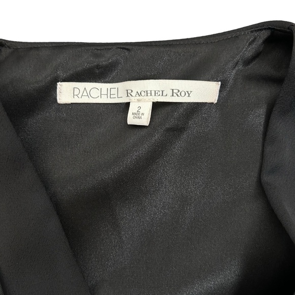 Rachel Roy Black Cutout Dress Wrap Front Midi Cocktail Party Dress Size 2 - Picture 8 of 16